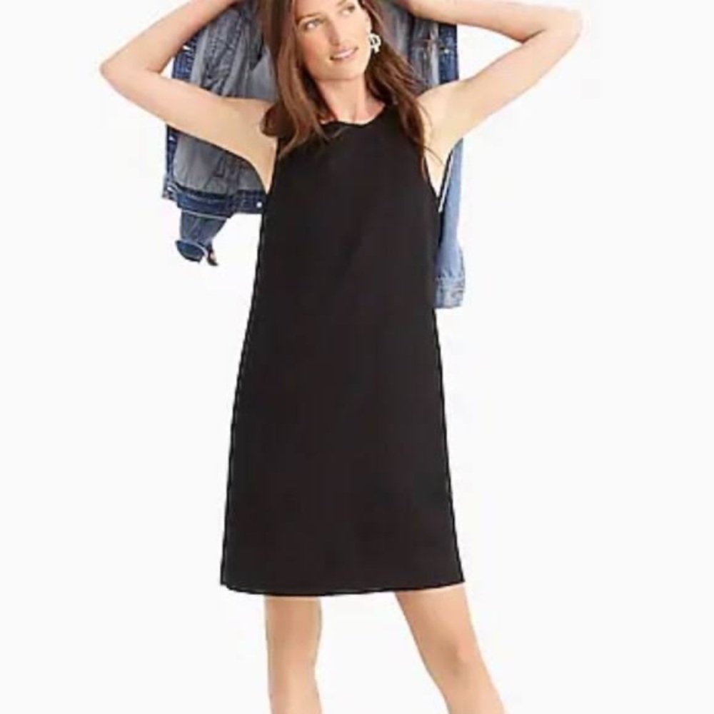 Jcrew black 100% linen shift dress